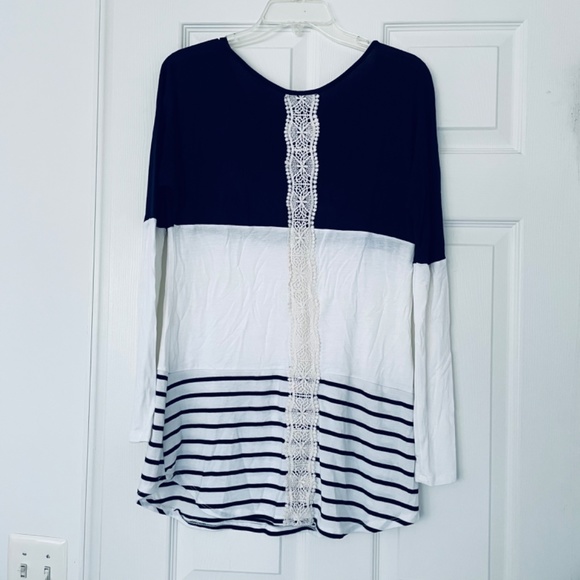 Navy and white tunic top - Picture 2 of 4